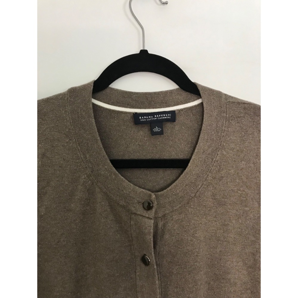 Banana Republic Sz L Luxury Blend Brown Button Up Cardigan Cottage Grampa Core - Picture 2 of 9